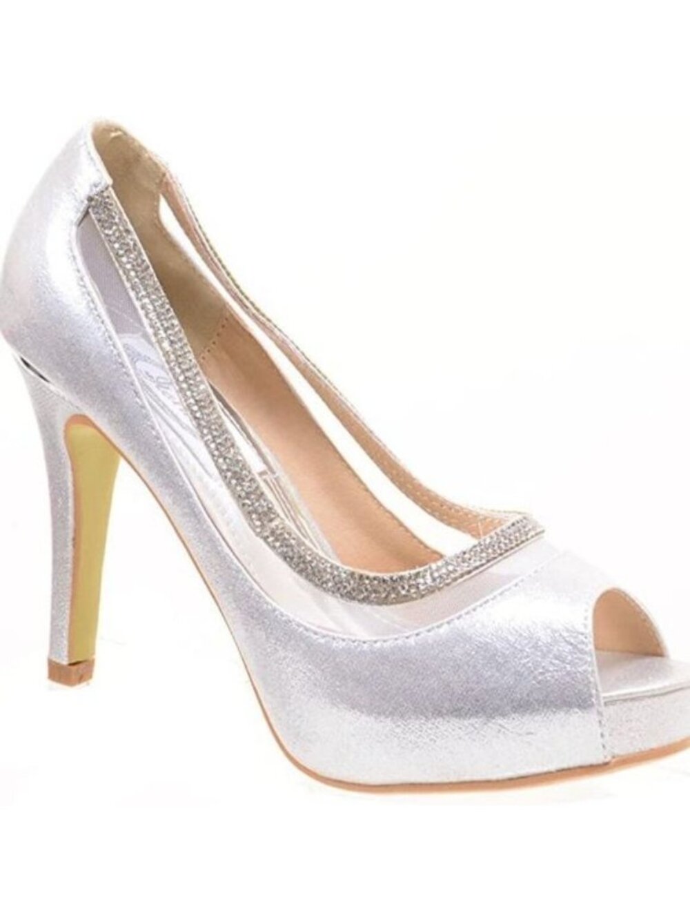 Italina Sparkly Peep Toe Platform Stiletto Dress Pumps Bridal Wedding Prom
